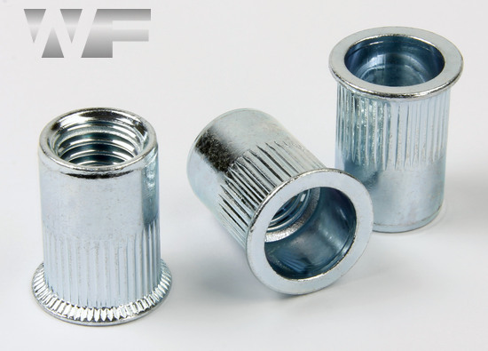 Rivet Nut Knurled with Countersunk Head, Open Type in BZP image