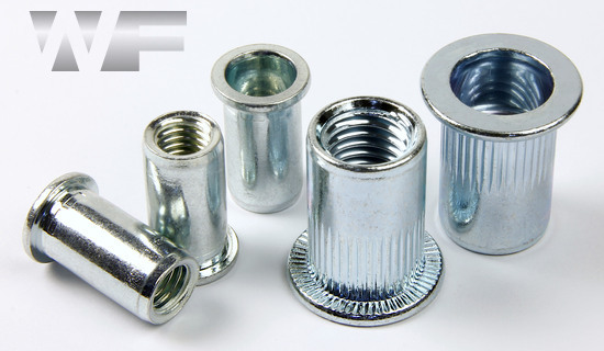 Rivet Nut Knurled with Flat Head, Open Type in BZP image